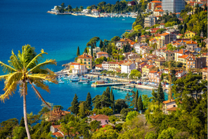 Town of Volosko on Opatija Riviera - colourful view, Kvarner bay of Croatia
