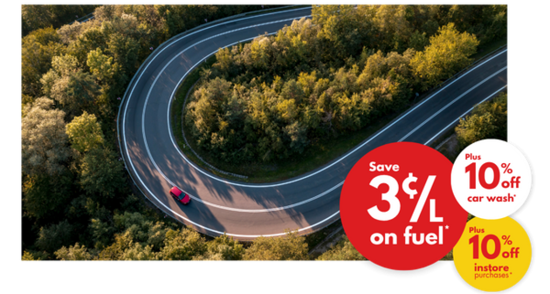 Car on the road with Shell Savings